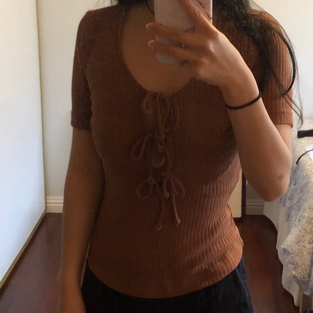 Free people tie front top